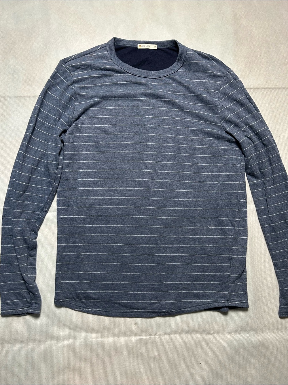 Marine Layer blue striped dual layer long sleeve shirt size medium